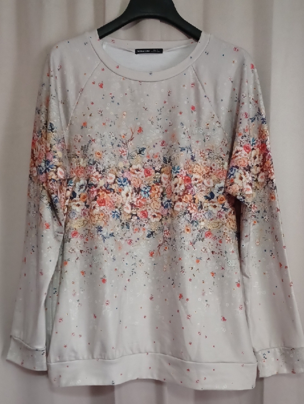 Noracora Floral Long Sleeve Crewneck Lightweight Sweatshirt Cottage Prairie